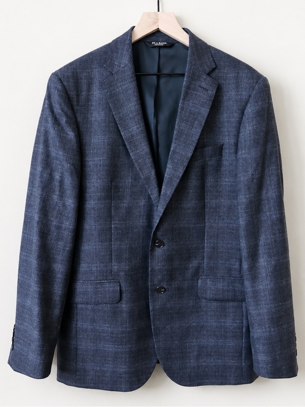 Jos A Bank Traveler Blazer 42L Slim Fit Blue Wool Sport Coat Men’s